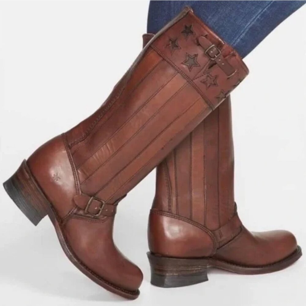 Frye Harness Americana 150th Anniversary Tall Leather Boots - Picture 2 of 12